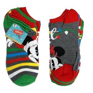 Disney‎ Mickey & Minnie Mouse No Show Women's Socks 6 Pair Pack Shoe Size 4-10
